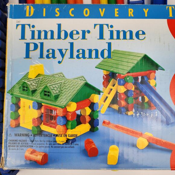 Discovery Toys 2001 Timber Time Playland Building Primary Colors Logs Cabin - Picture 5 of 6